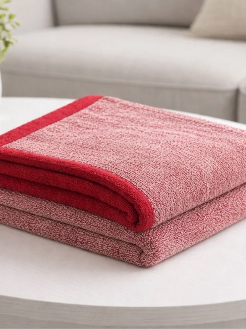 Fireside Heathered Knit Fleece Reverse Throw 50" x 60"  NEW Red Holiday Blanket